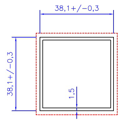 TUBO QUAD. 1.1/2 PAREDE 1.5MM- NAT. - KG - NH